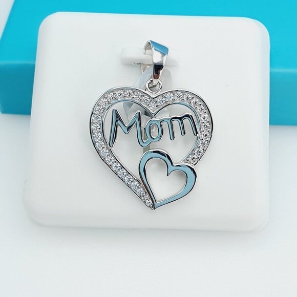925 Sterling Silver CZ Beautiful Mom Pendant for Women, 1USPAR4090